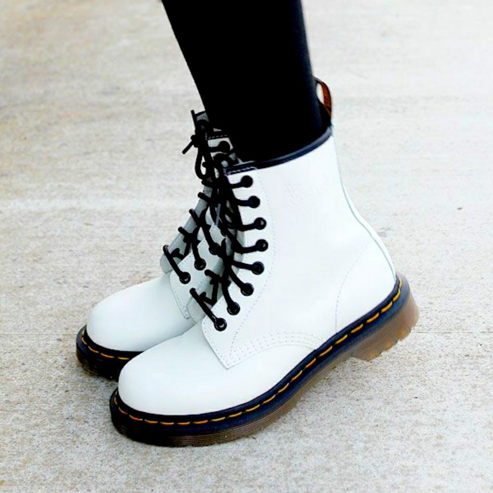 Doc Martens 1460 Womens White Leather Boots - 6